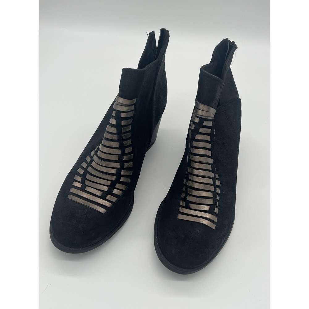 Sugar Women's Black Faux‎ Suede Ankle Boots Booties Metallic Accents Size 8M